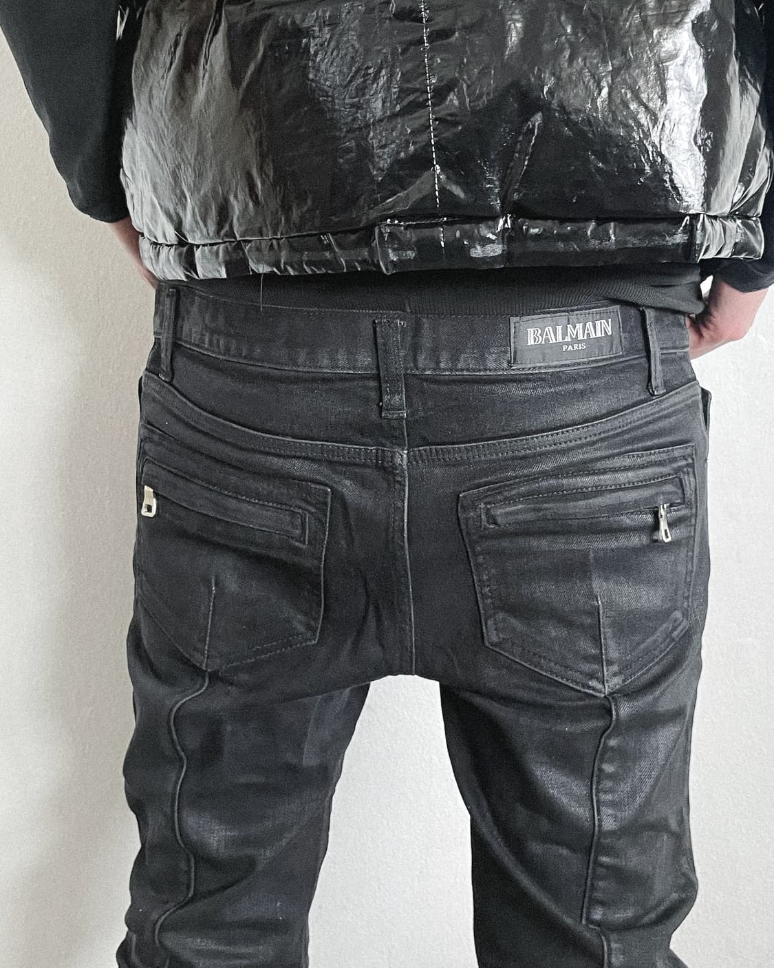 [34] 발망 데카르넹 왁스코팅 스택핏 바이커데님 상품이미지2