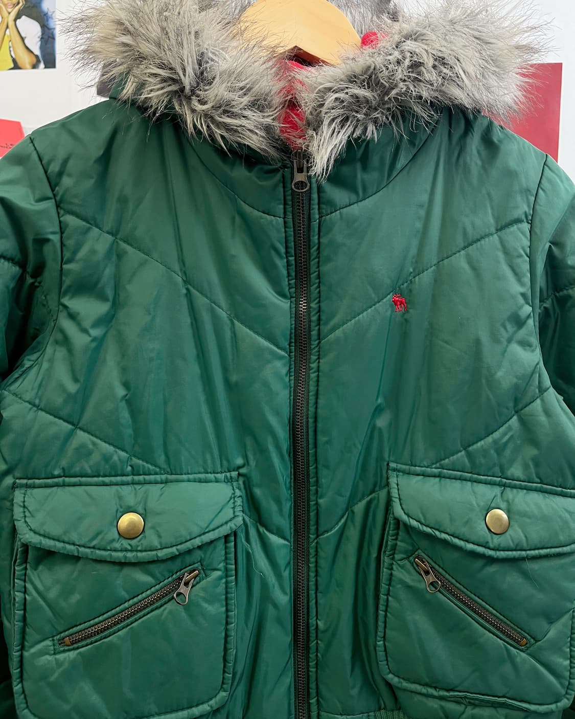 올드 빈티지 퍼 후드 경량 패딩 상품이미지6