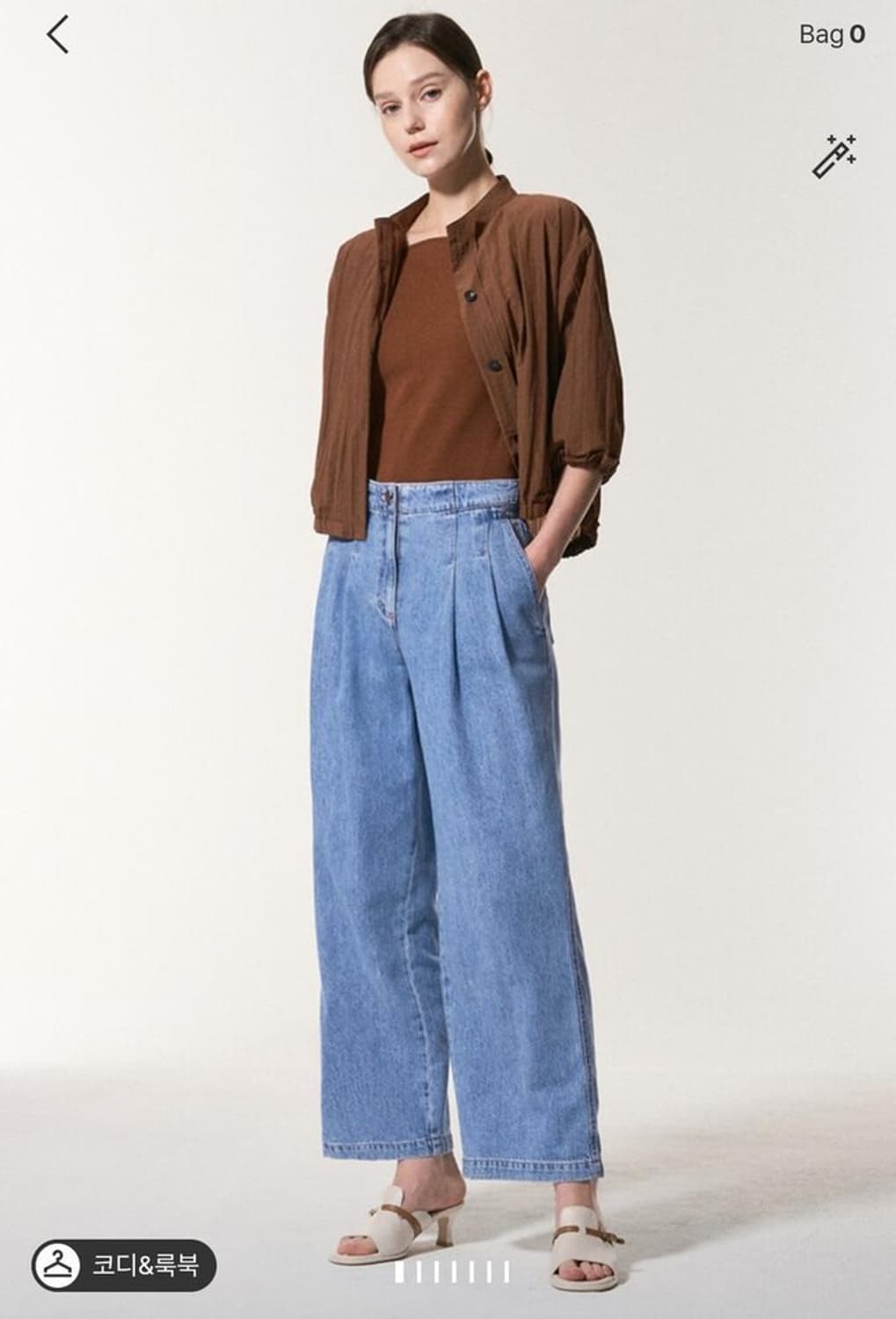 한섬 마인2024 투턱 백밴딩 와이드핏 데님 팬츠 61-90사이즈 상품이미지1