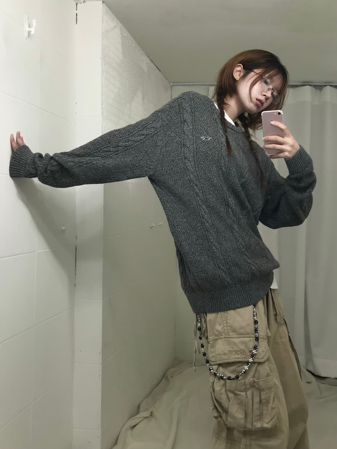 홀리스터 그레이 케이블 니트 상품이미지2