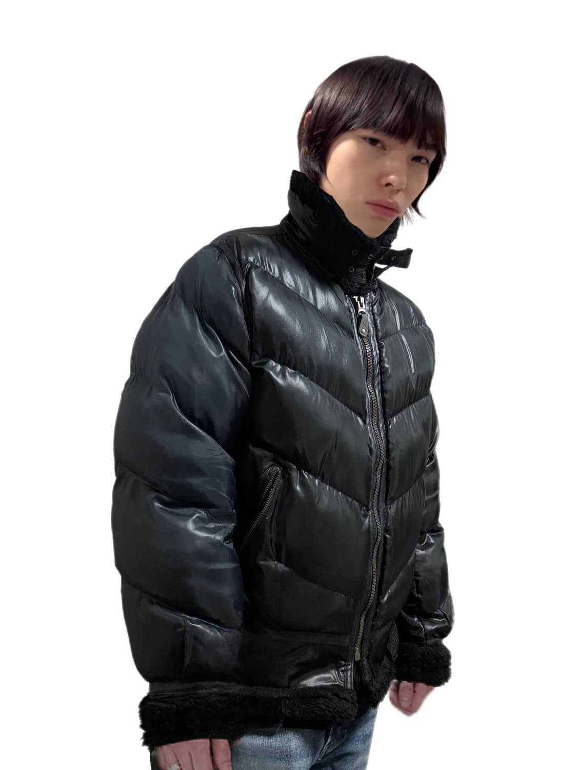 flying warm jacket 양털믹스 변형 하이넥 경량 패딩 상품이미지2