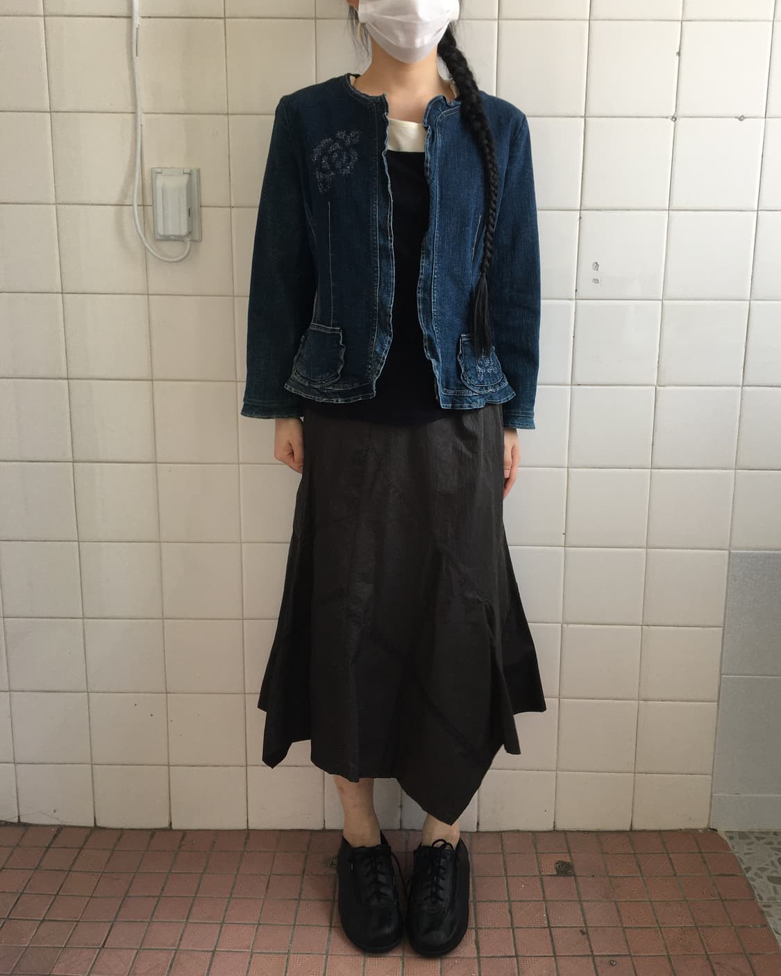 Flower point open denim jacket 상품이미지1