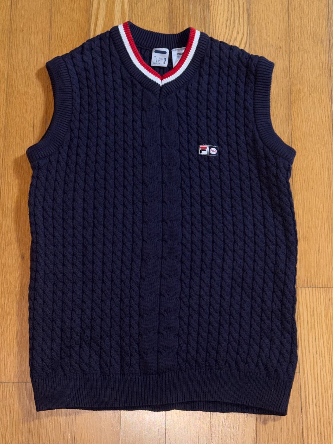 FILA 휠라 케이블 니트 조끼 베스트 네이비 L 상품이미지1