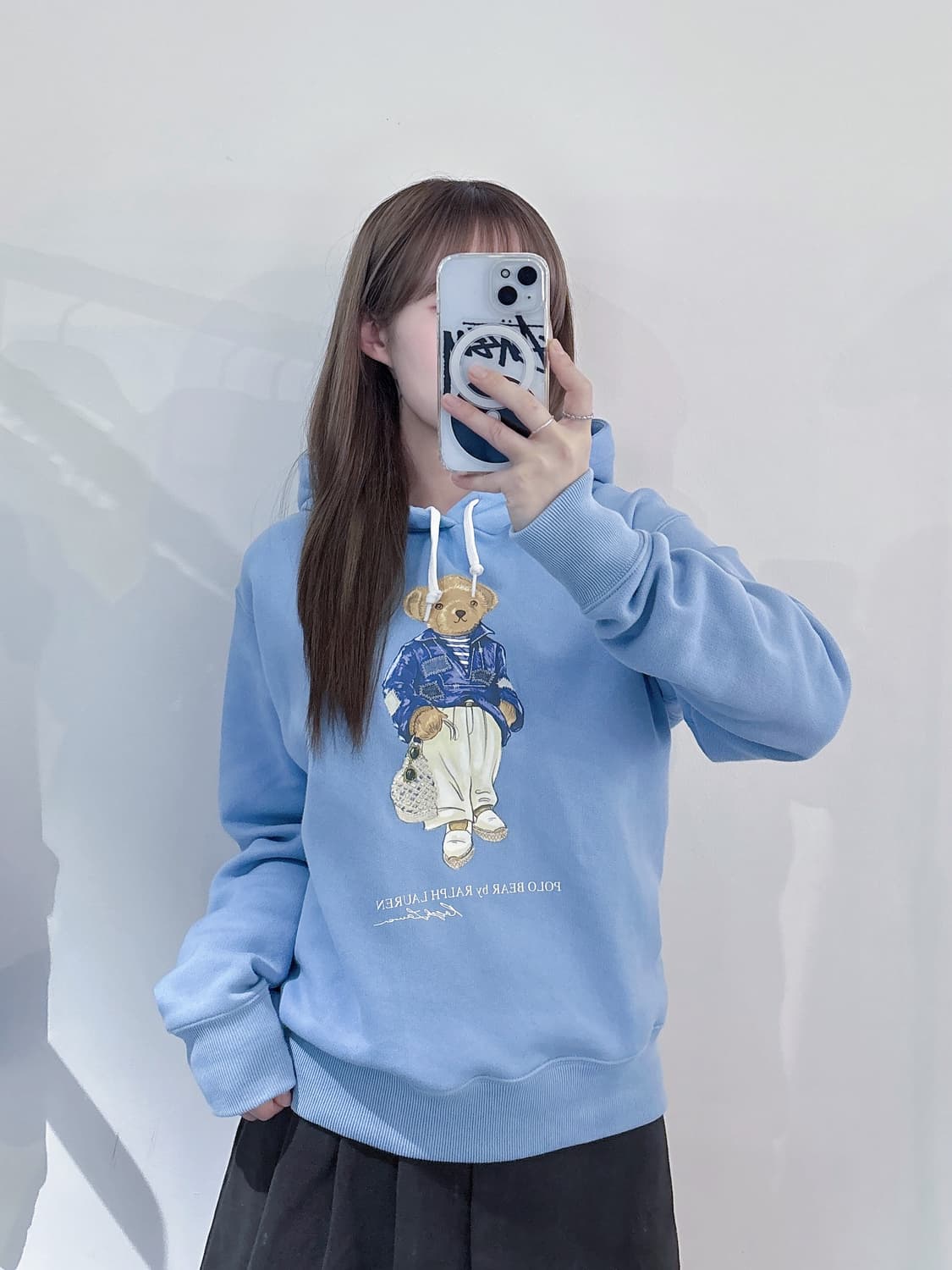 폴로랄프로렌 QR 베이비블루 테디베어 후드 상품이미지2