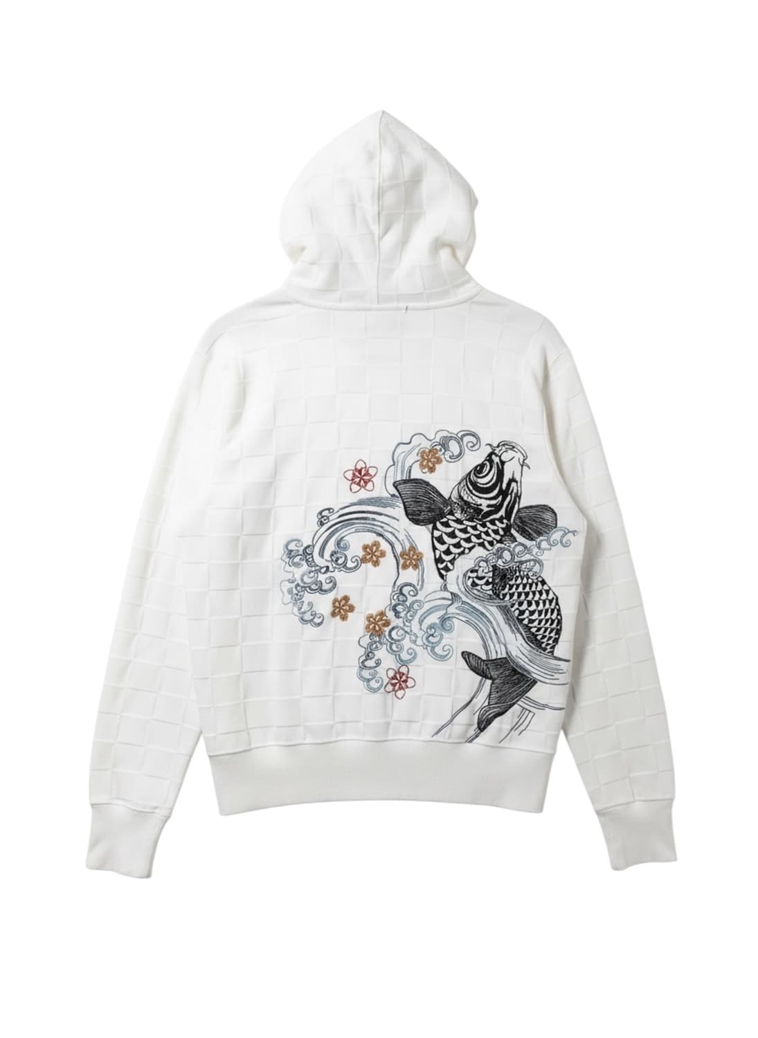 카라쿠리 타마시 체커보드 koi 자수 후디 상품이미지1