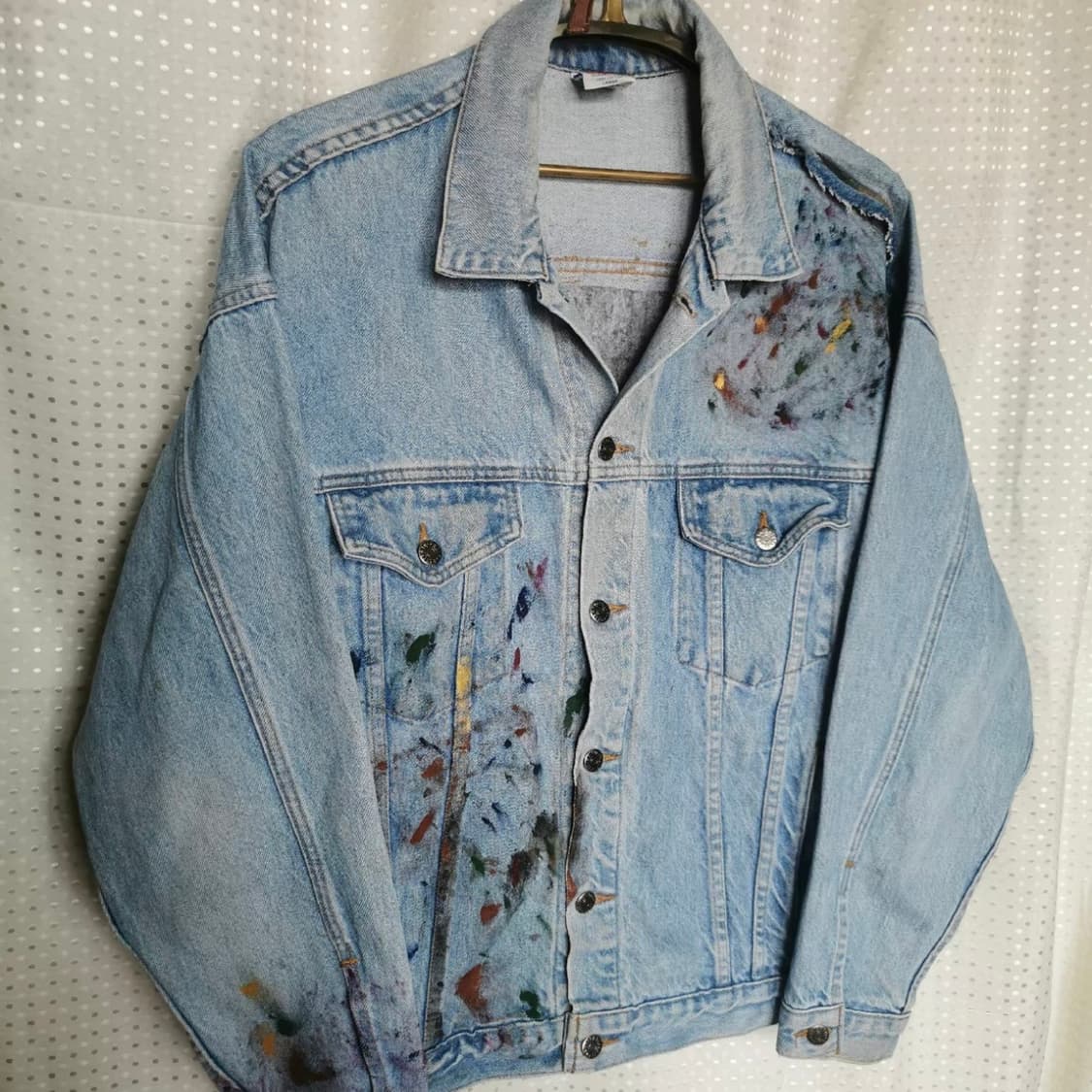 90s Made in USA 입체 프린트 데님 워크 자켓 상품이미지2