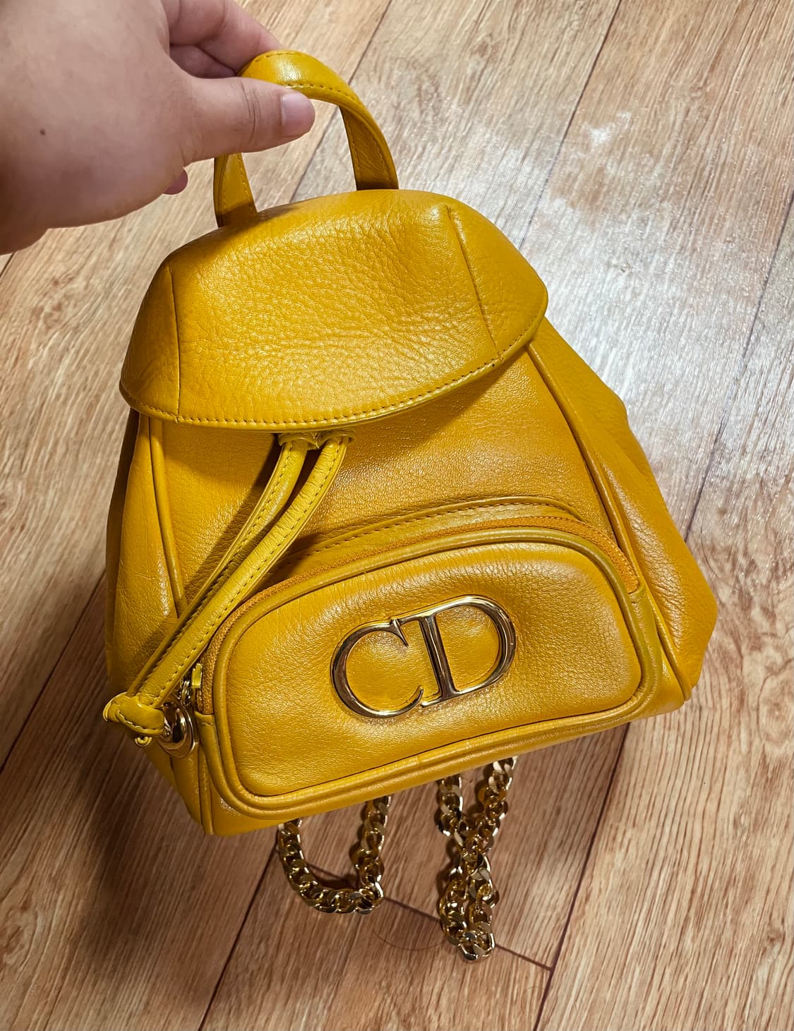디올 옐로우 레더 CD 백팩 빈티지 정품 가방 상품이미지2