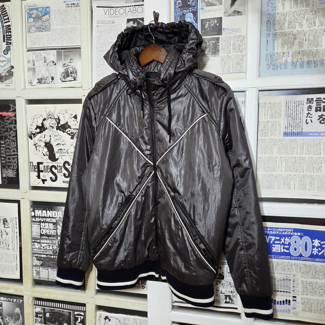 DOHC 카키 절개 라인 누빔 패딩 점퍼 상품이미지1