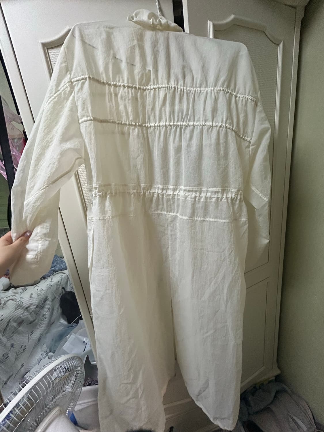 한섬 오브제 obzee 아카이브 아이보리 나일론 롱 야상 바람막이 상품이미지3