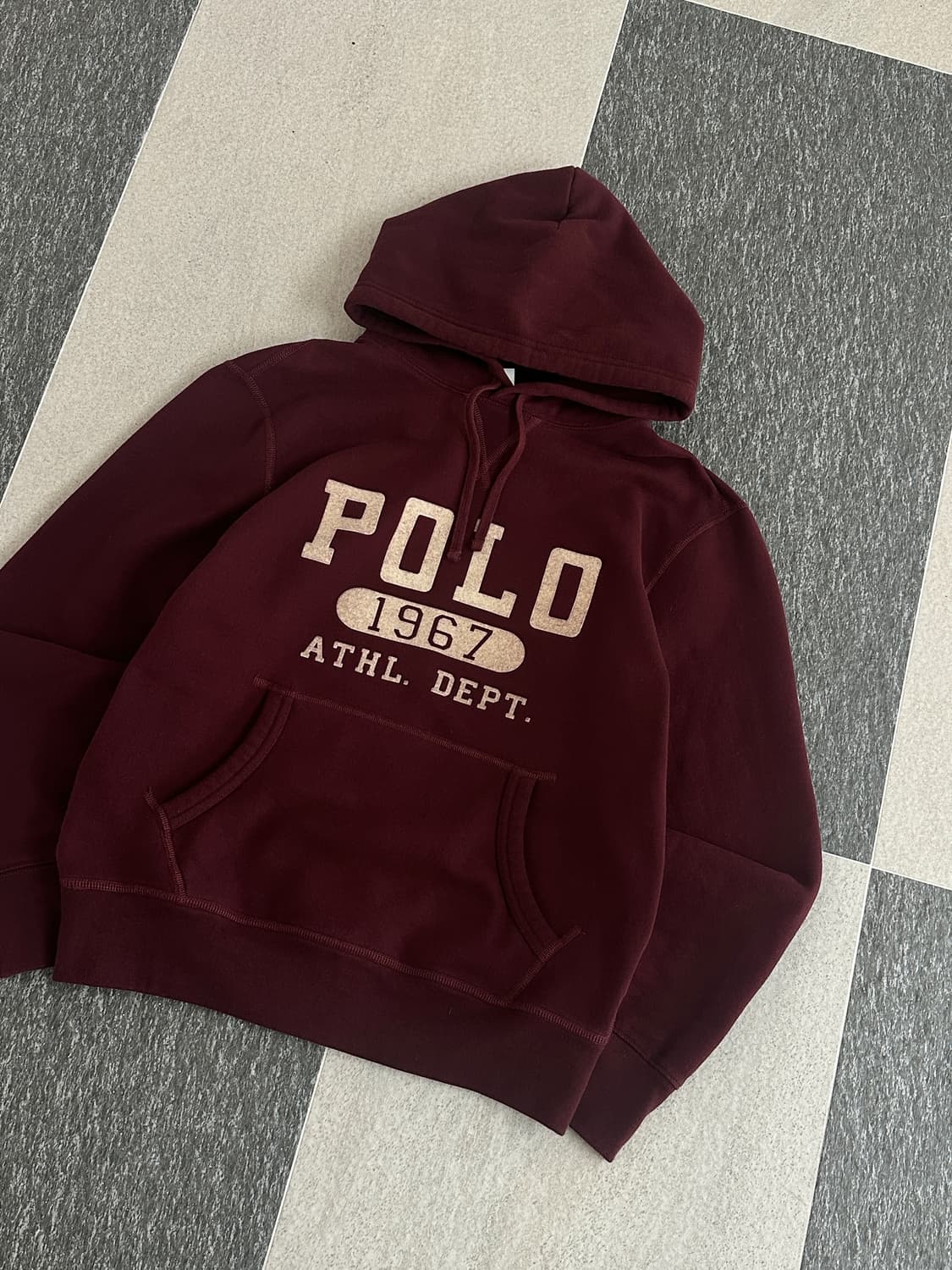 폴로 랄프로렌 빅로고 버건디 후드 티셔츠  상품이미지5