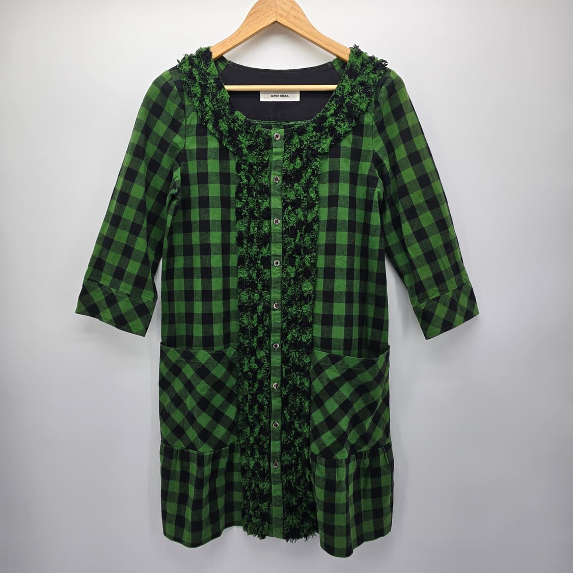 SUPER HAKKA체크 플레어 코튼+마 일본 빈티지 상품이미지1