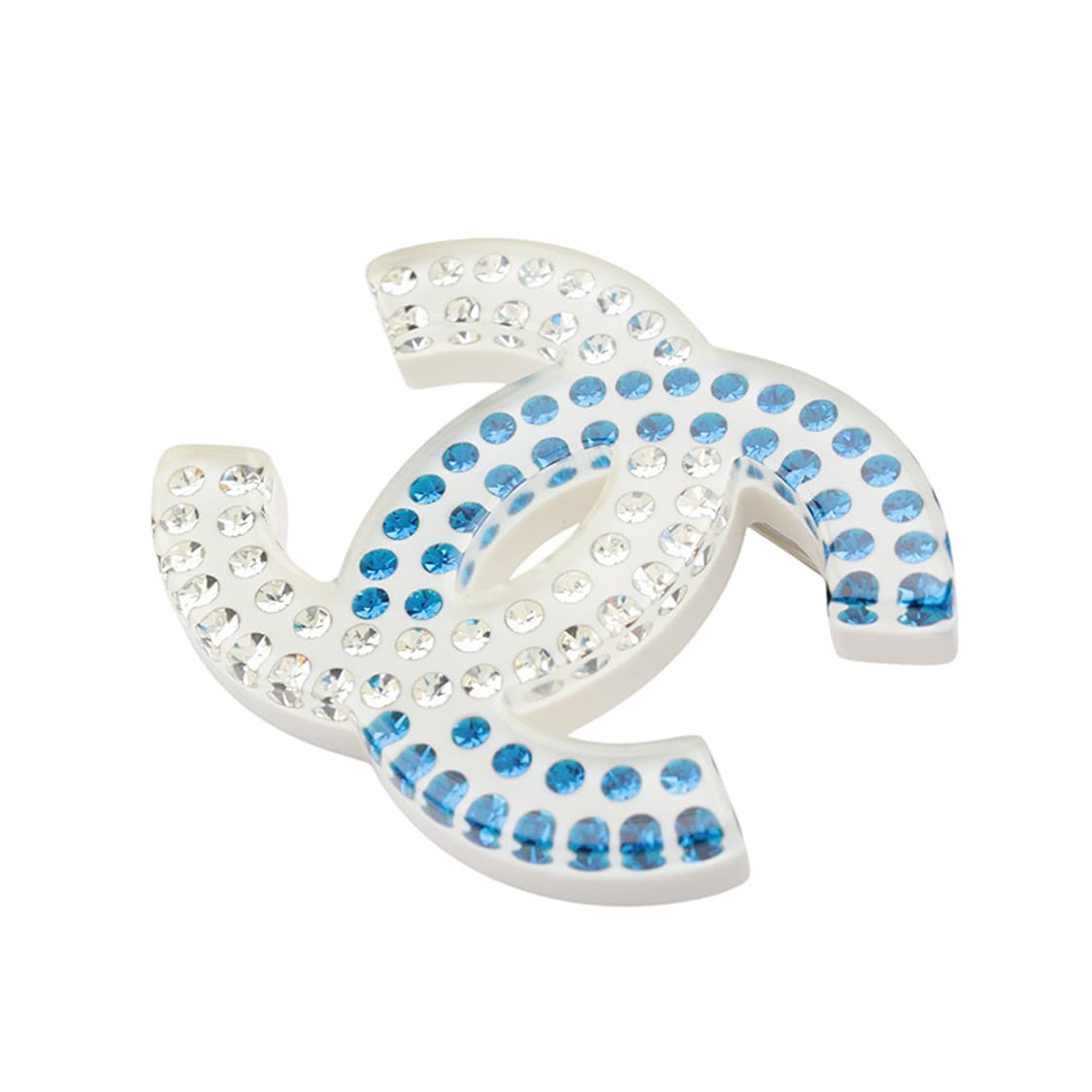 샤넬 화이트 블루 스트라스 CC 로고 브로치 상품이미지2