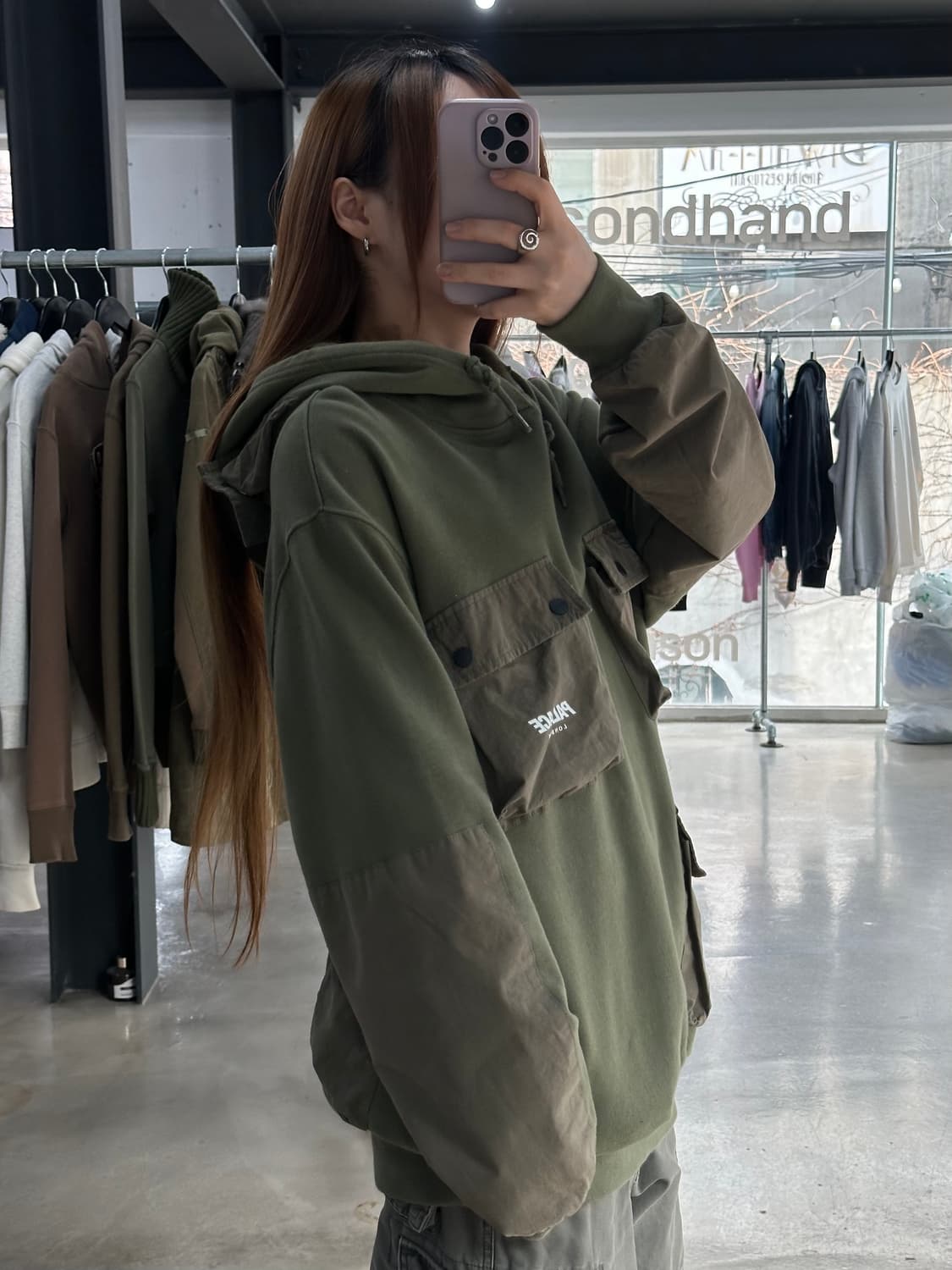 팔라스 21SS C-포켓 후드 그린 후드티 상품이미지3