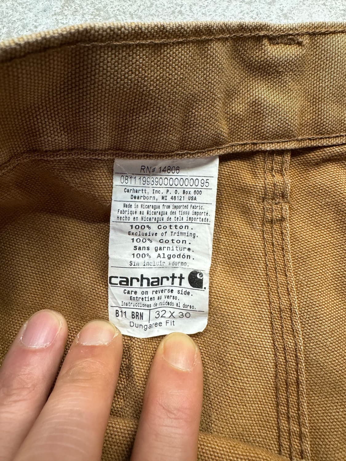 칼하트 B11 BRN 싱글니 덩가리핏 워크팬츠 상품이미지3
