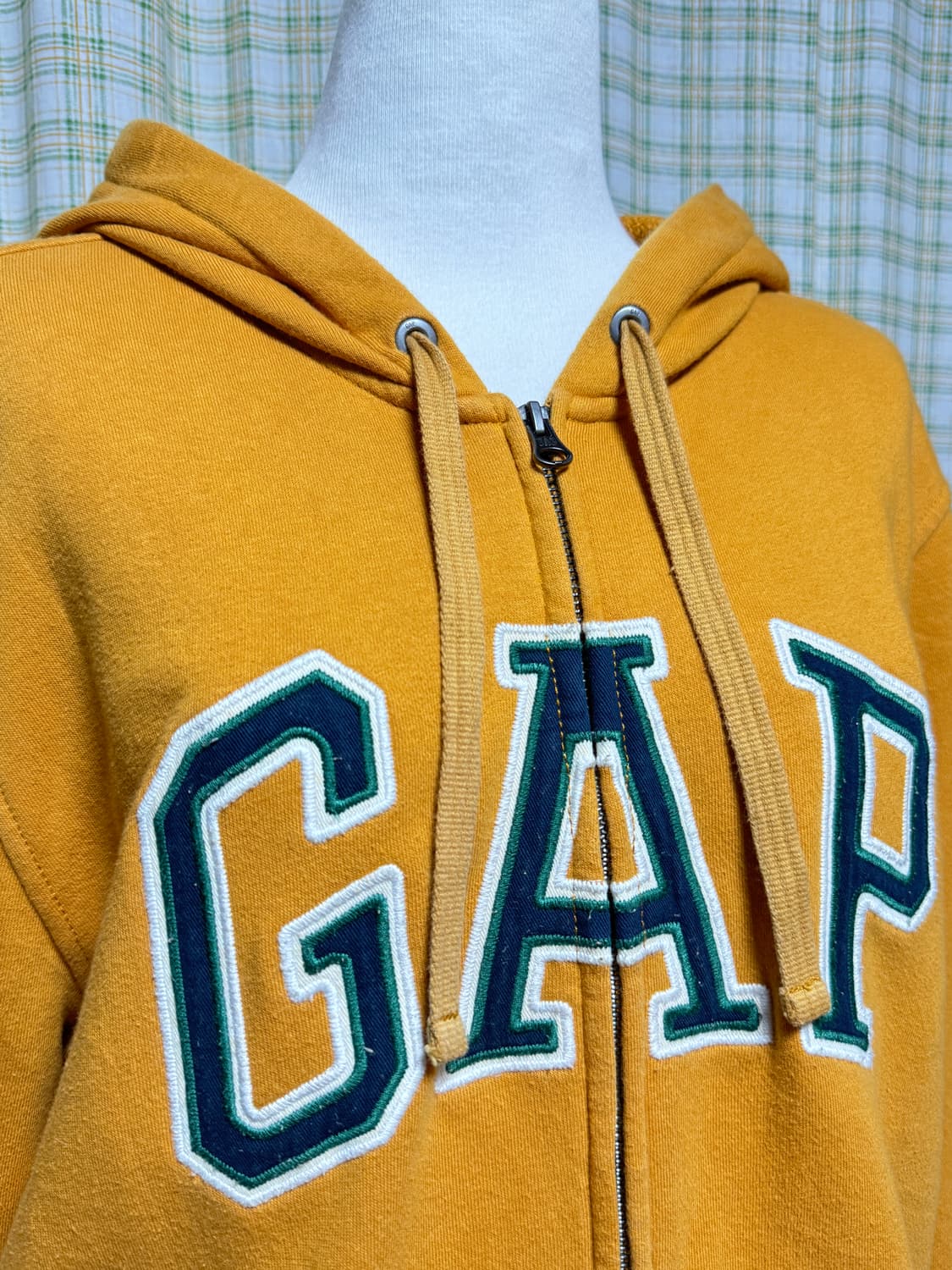 Gap 갭 후드집업 머스타드 겨자 + 그린네이비로고 상품이미지1