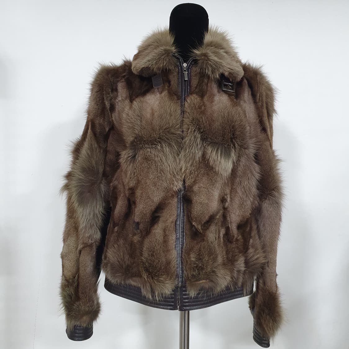 빈티지 y2k 오네갸루 뮤트톤 폭스퍼 램스킨 양가죽 배색 자켓 상품이미지1