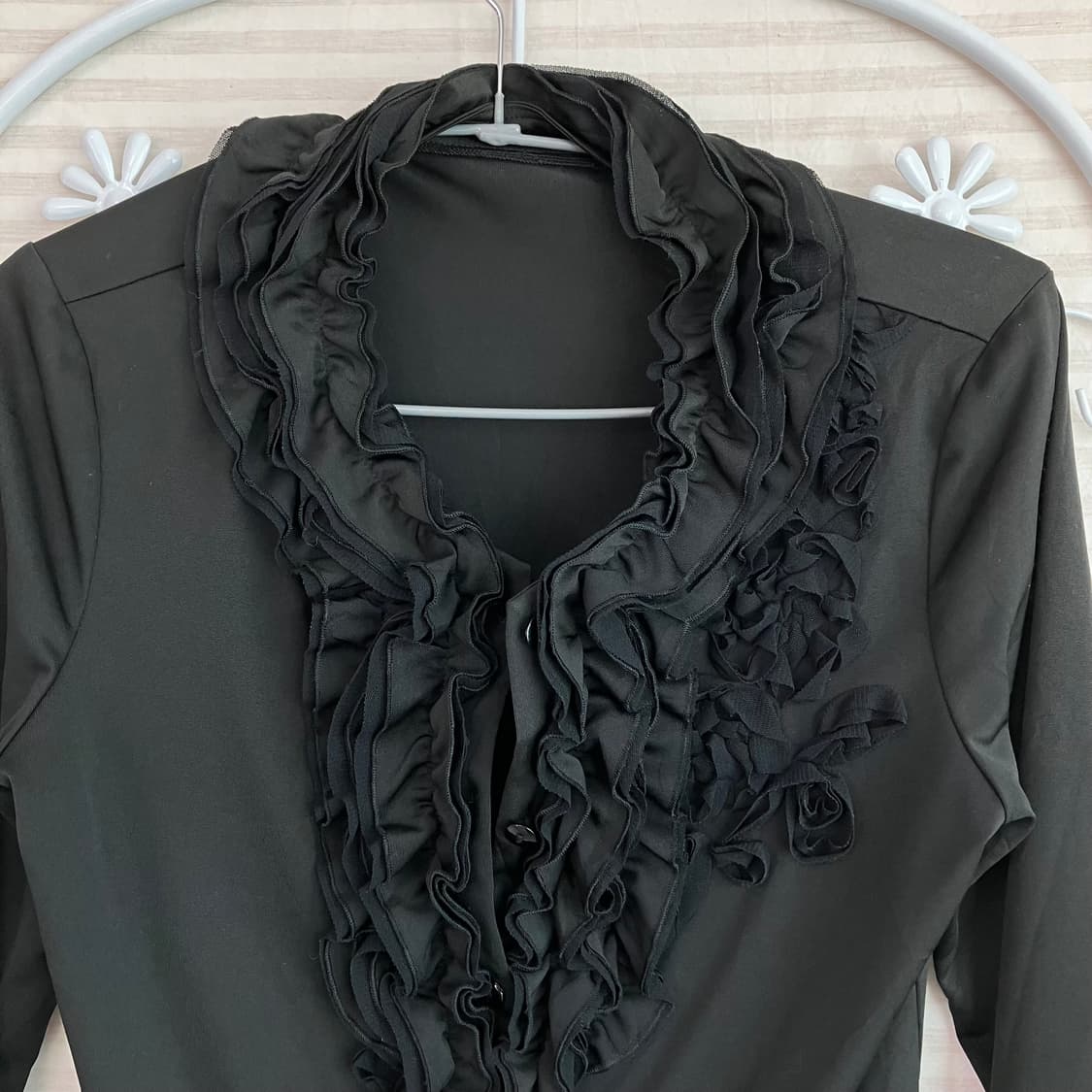 빈티지 플라워 넥 버튼 블라우스 y2k 스트릿 갸루 펑키 일본빈티지653 상품이미지3