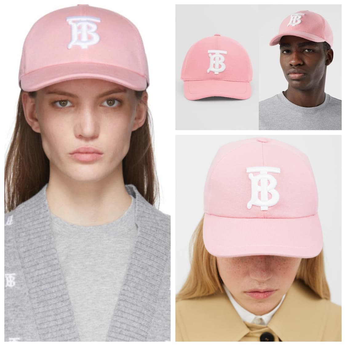정품)급처상태좋음!버버리 로고 핑크 볼캡 야구 모자 남녀공용 M사이즈 상품이미지1