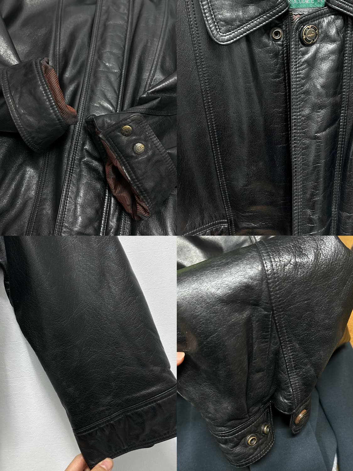 CARTELO by 크로커다일 drum dye 가죽 블루종 레더 자켓 상품이미지5