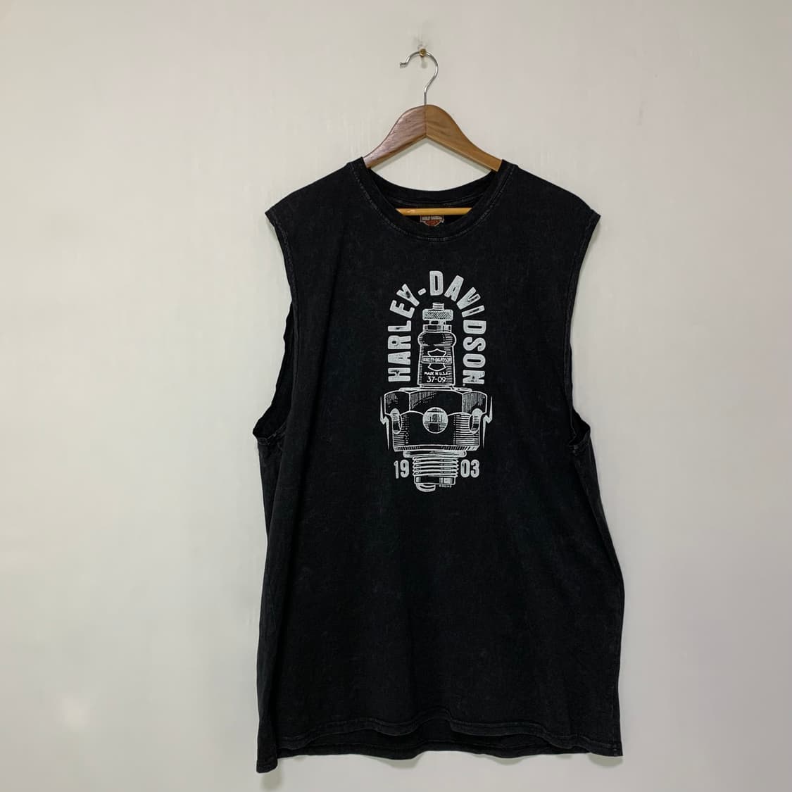 할리데이비슨 빈티지 프린팅 슬리브리스 나시 차콜 XL 남녀공용 상품이미지1