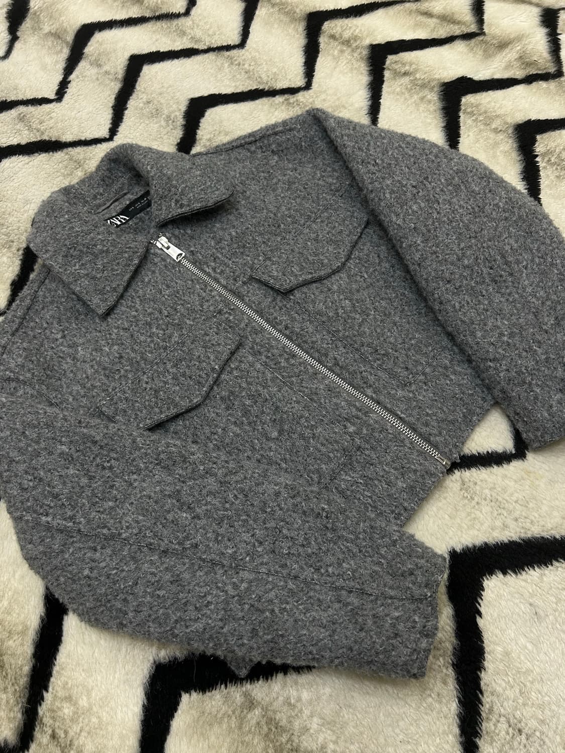 [한국M]ZARA 크롭 부클레 자켓/그레이 상품이미지1