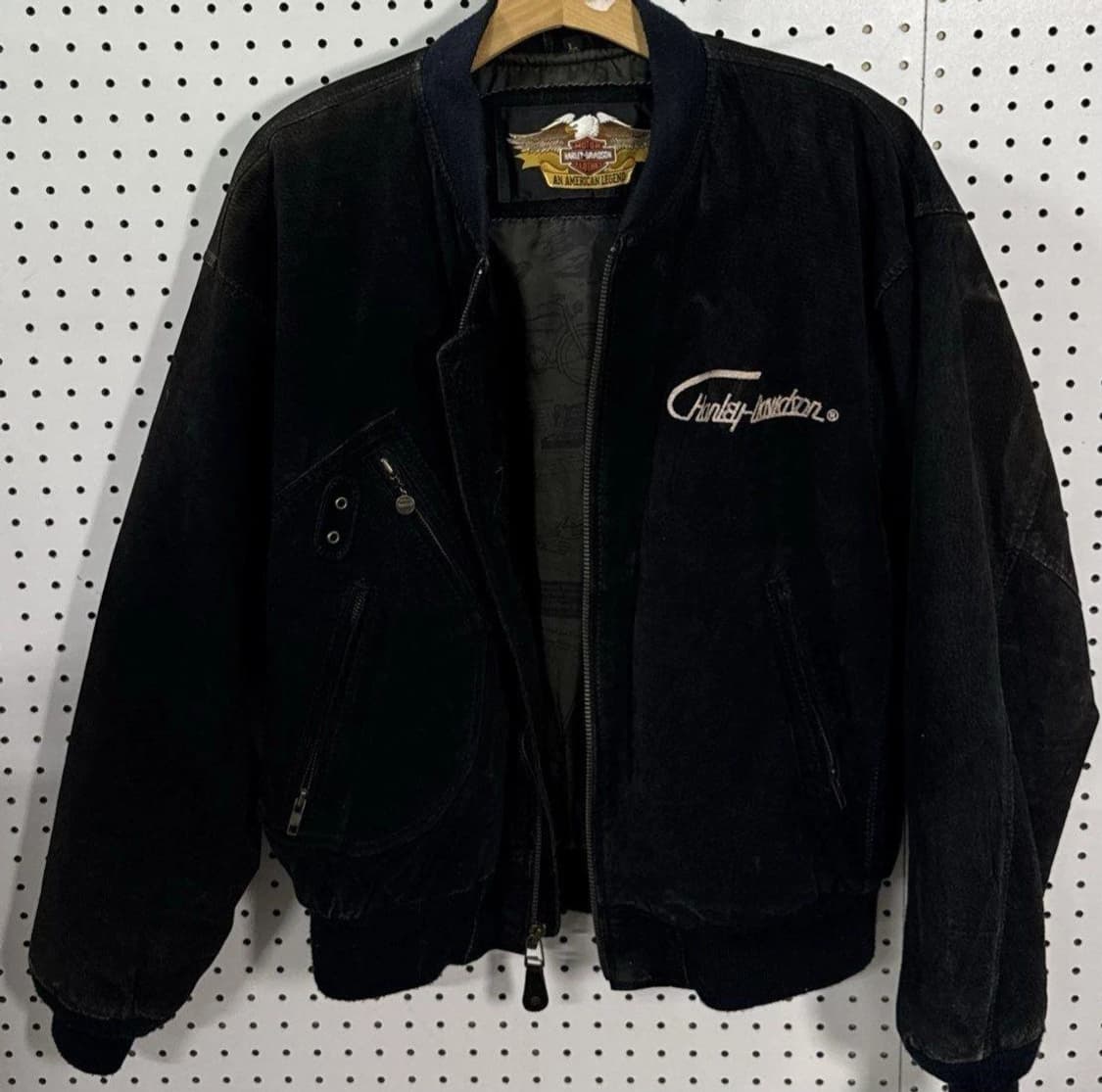 할리데이비슨 빈티지 V-트윈 파워 스웨이드 레더 봄버 자켓 상품이미지2