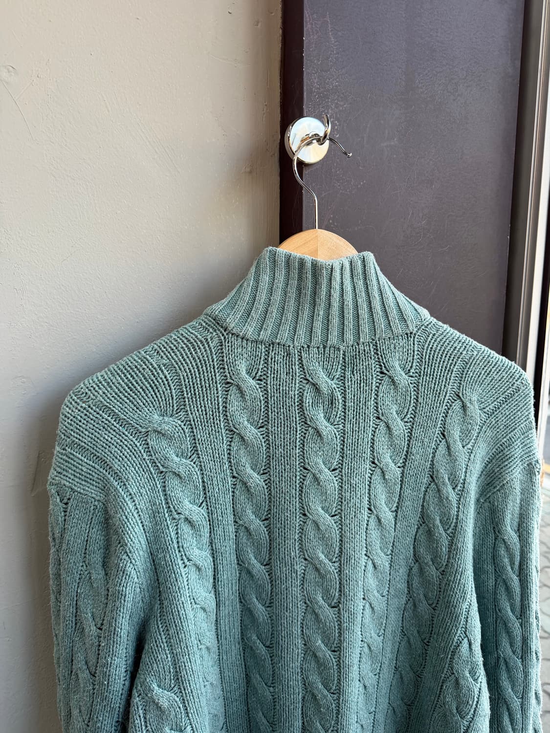 XL/ 폴로랄프로렌 실크100% 숄카라 케이블 니트 상품이미지6