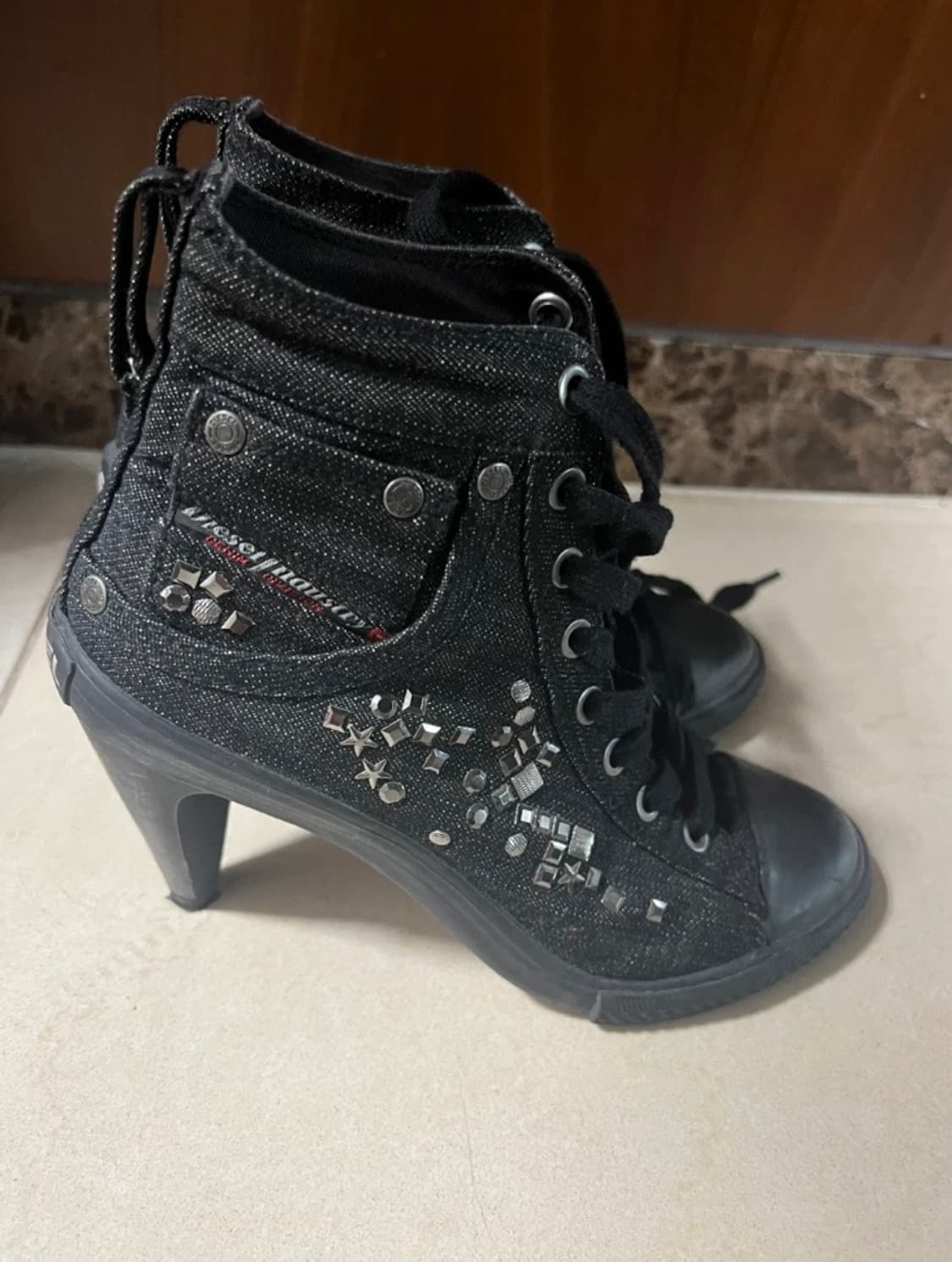 디젤 스터드 데님 하이힐구두 상품이미지1