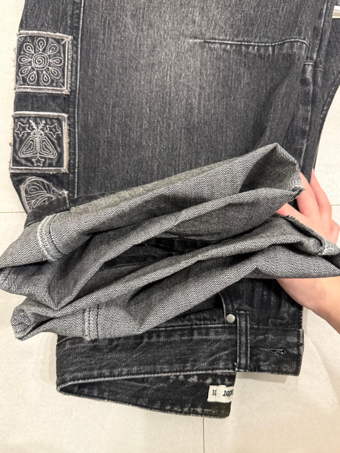 (2회착) 카락터 빈티지 엠블럼 데님 팬츠 01 상품이미지8