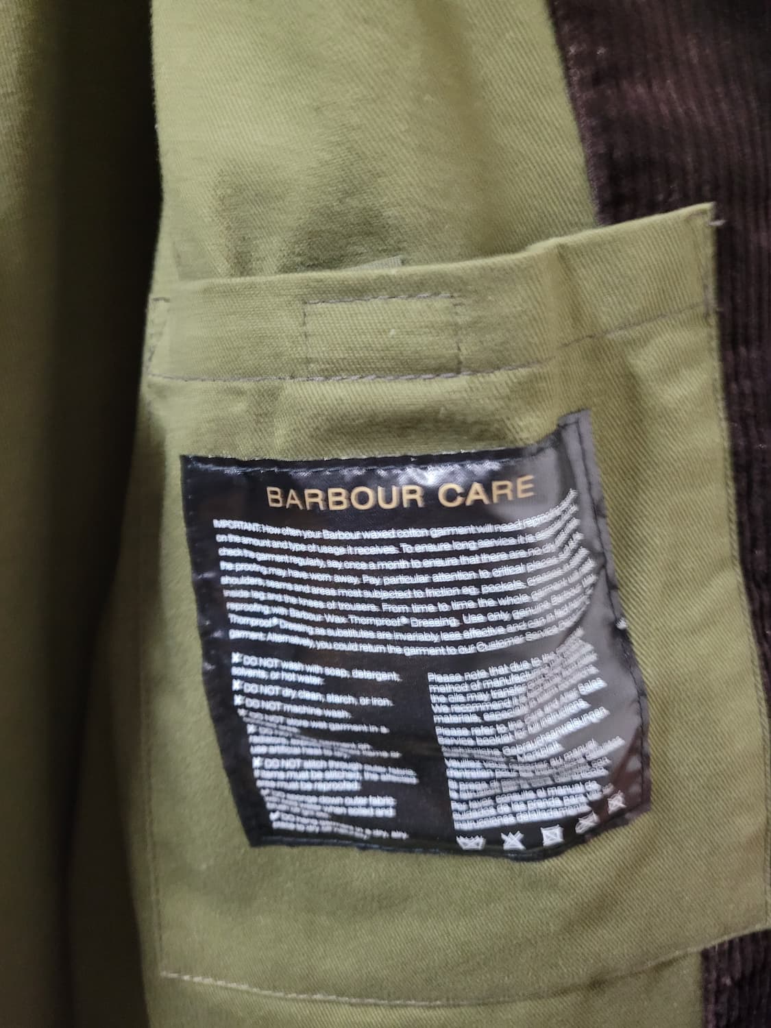 Barbour 바버 남성 왁스 후드 자켓 S 사이즈 (남성 95~100) 상품이미지4