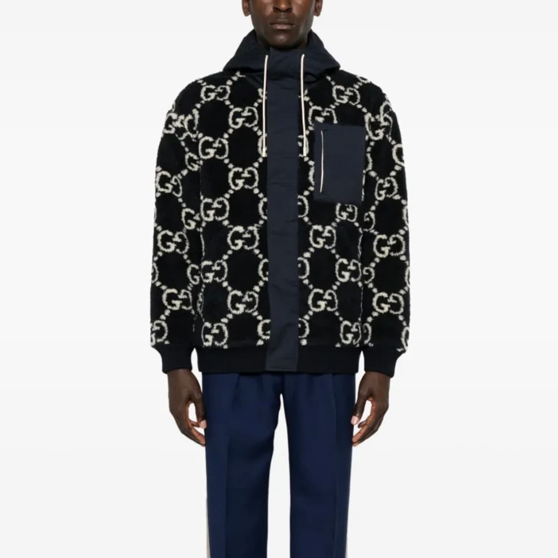 [S+급/M] 구찌 GG 퍼지 패브릭 자카드 후드 후리스 자켓 상품이미지7