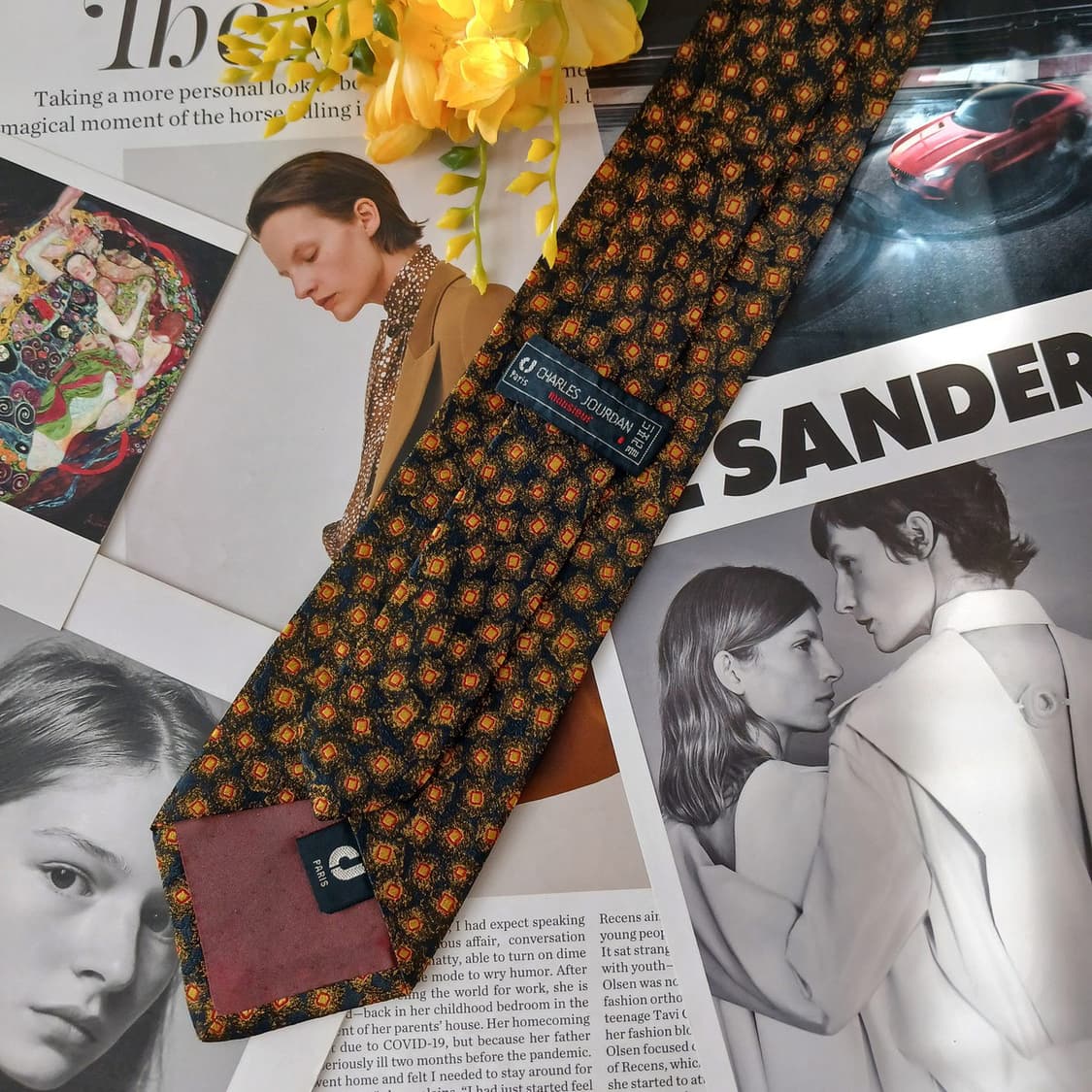 샤를 주르당 실크 기하 패턴 넥타이 9.6cm A+등급 A19166
 상품이미지4