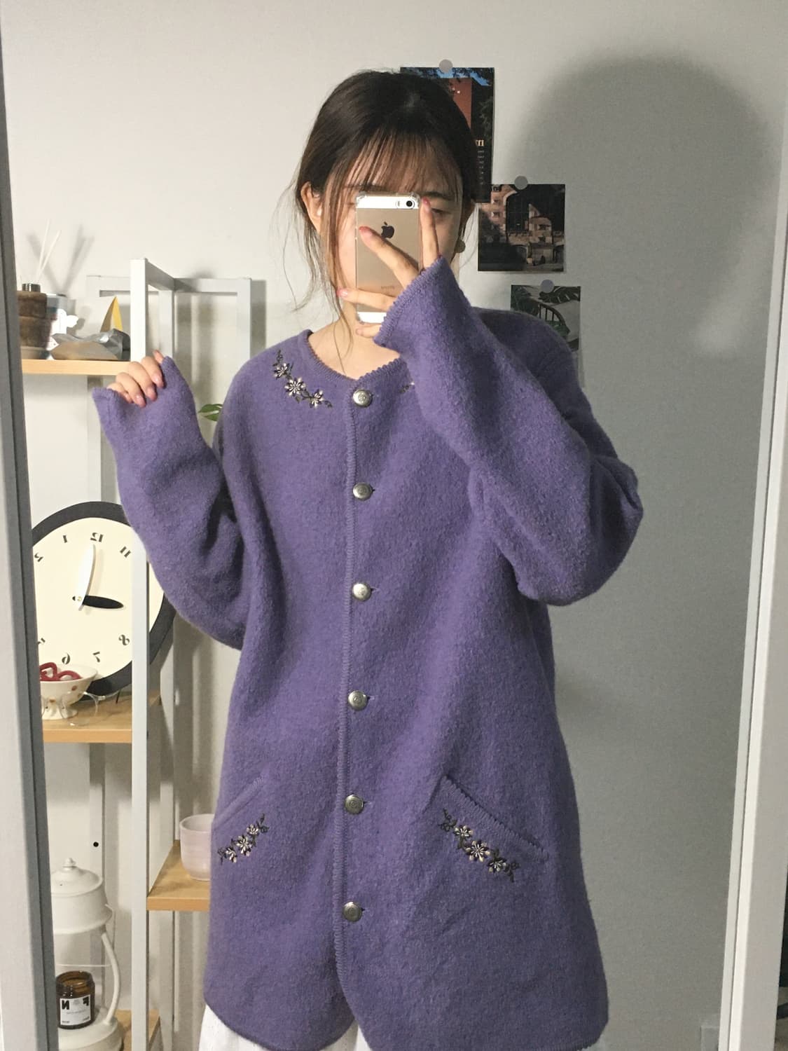 울 라일락 눈꽃 롱 가디건 상품이미지2