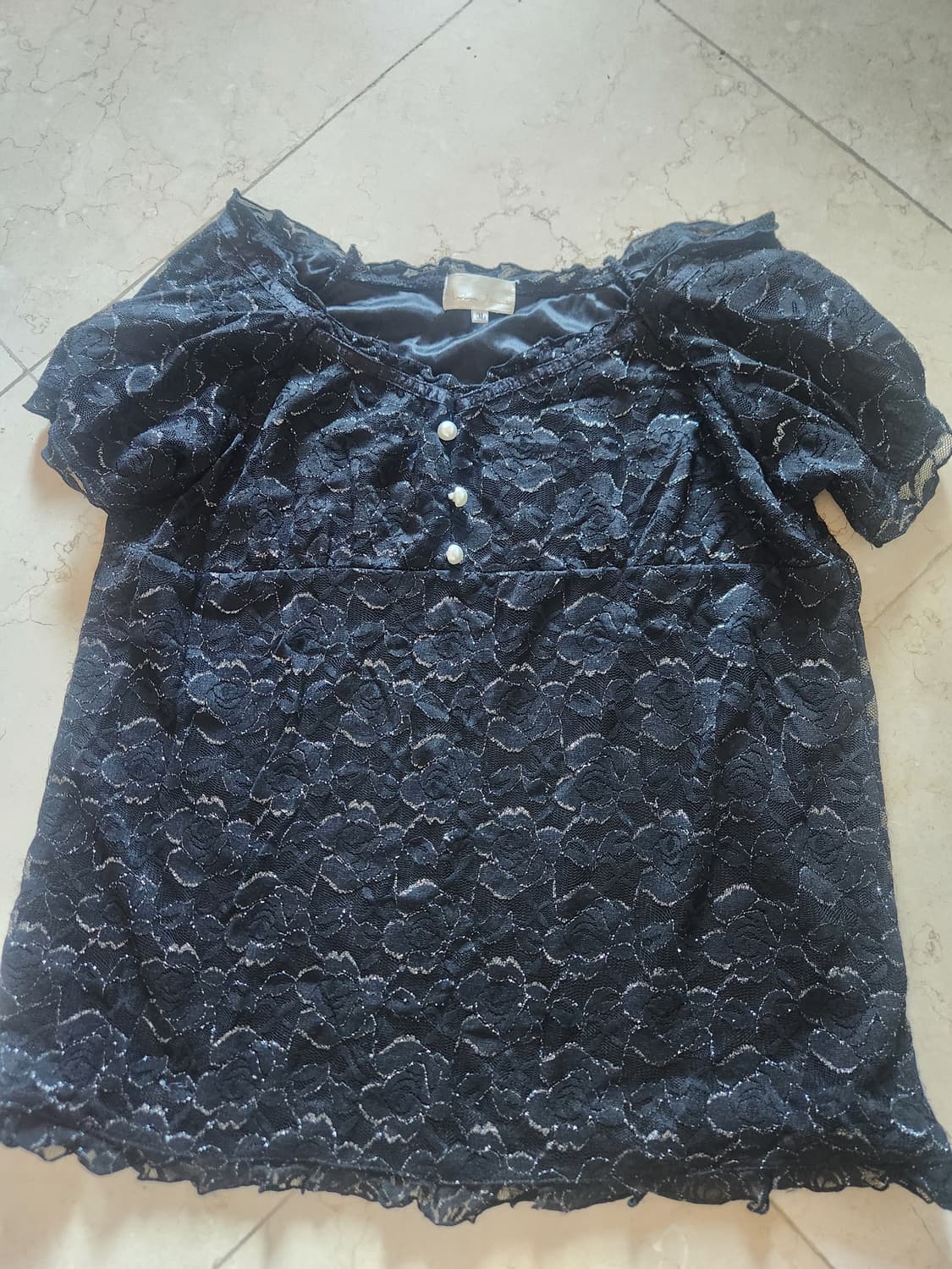 빈티지 진주 반팔 블라우스 상품이미지1