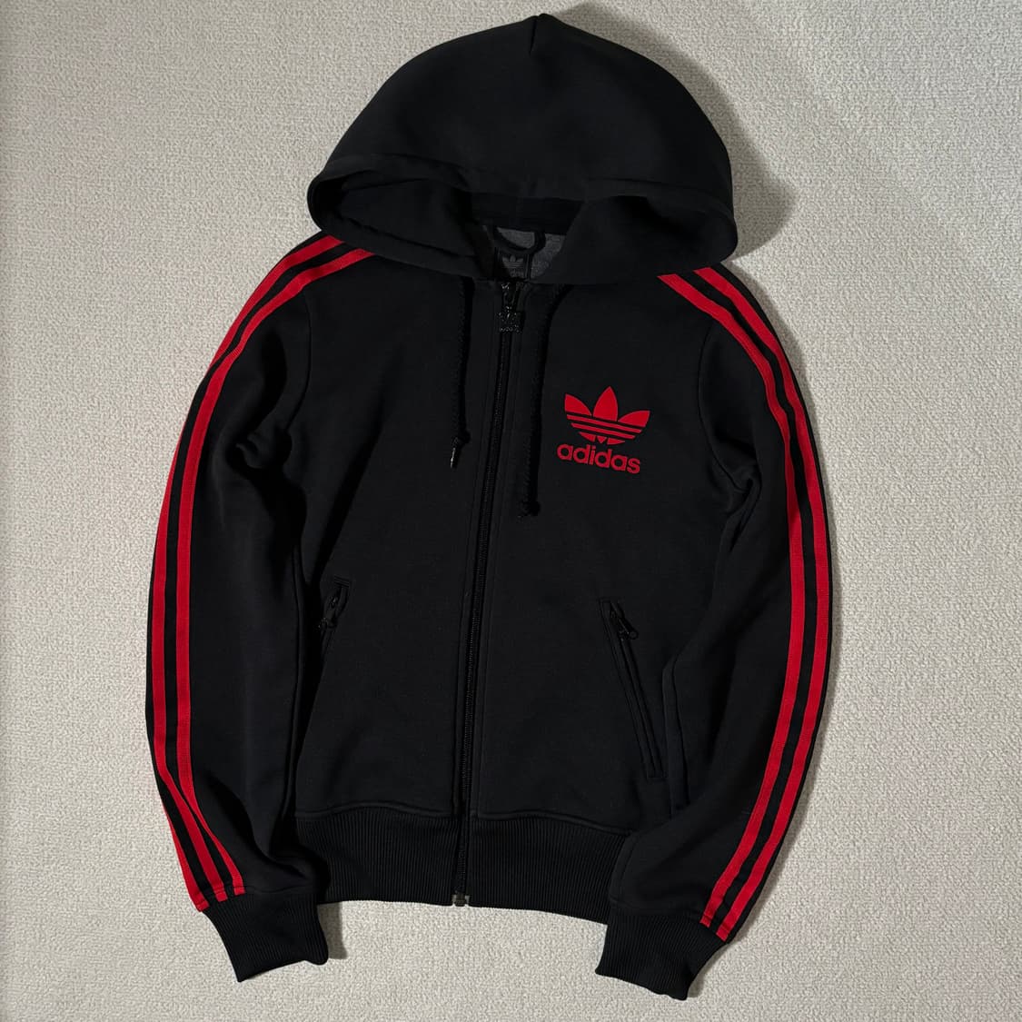 아디다스 올드스쿨 빅로고 검빨 후드 플락 트랙탑 져지 상품이미지1