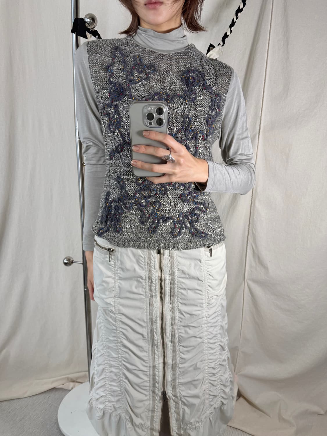 JPN 니티드 자수 탑 상품이미지2