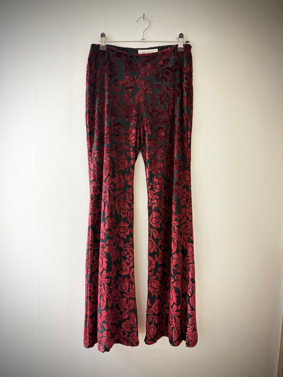 플레어 버건디 벨루어 팬츠 상품이미지1