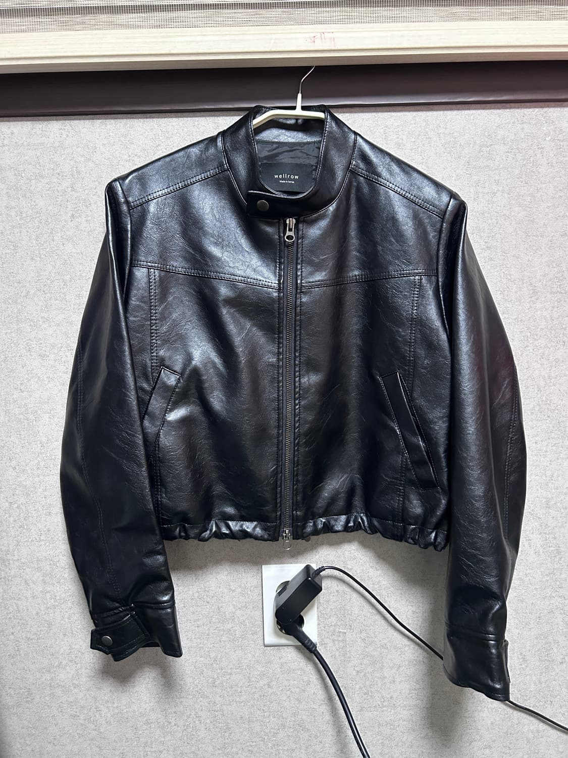 블랙 스탠드 헨리넥 래더 자켓 상품이미지1