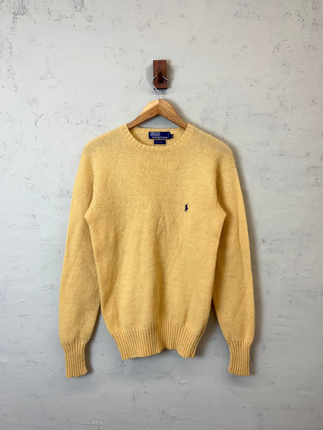 폴로랄프로렌 90s JPN 빈티지 라운드 울 니트 옐로우 상품이미지1