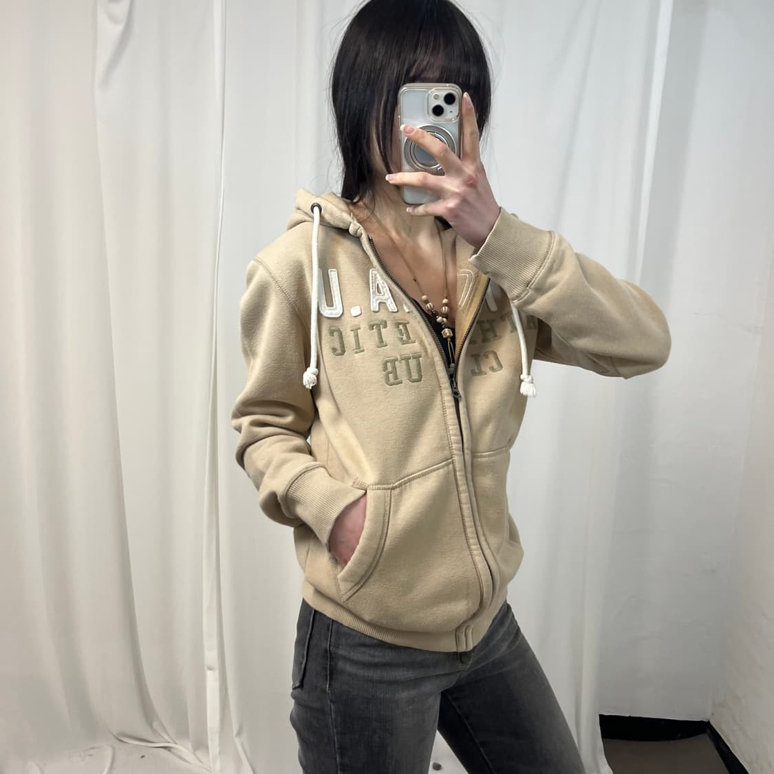 WHO A U Beige Hood Zip-up 상품이미지2