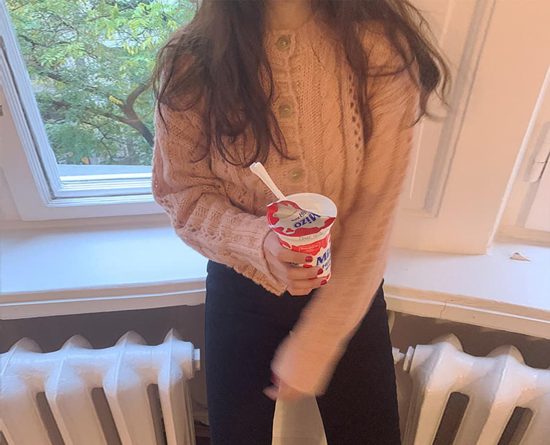 메이비베이비 디어리스트 빈티지 케이블 크롭 핑크 니트 가디건 F 상품이미지1