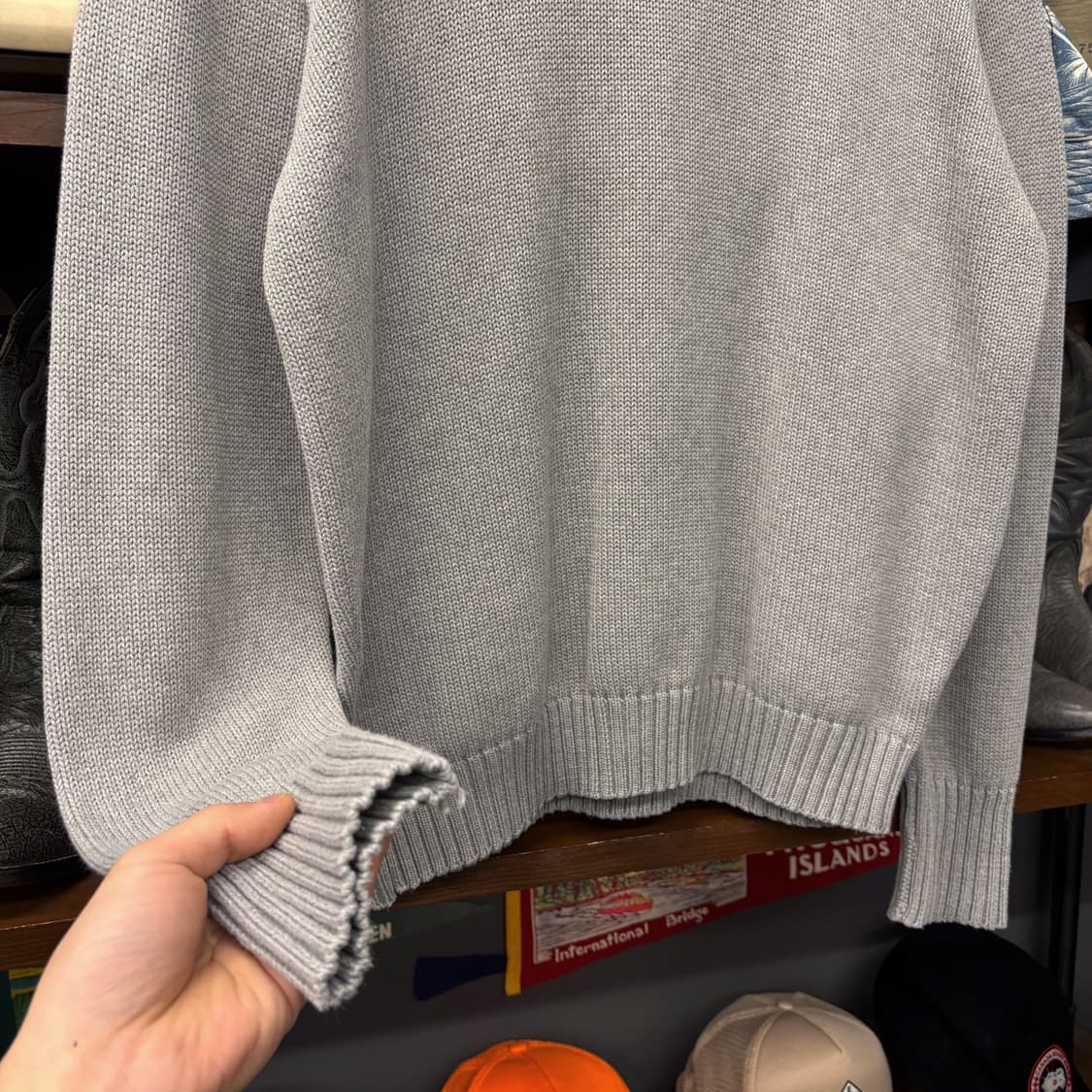 00s 폴로 랄프로렌 플레인 코튼 크루넥 니트 스웨터 그레이 N722 상품이미지4