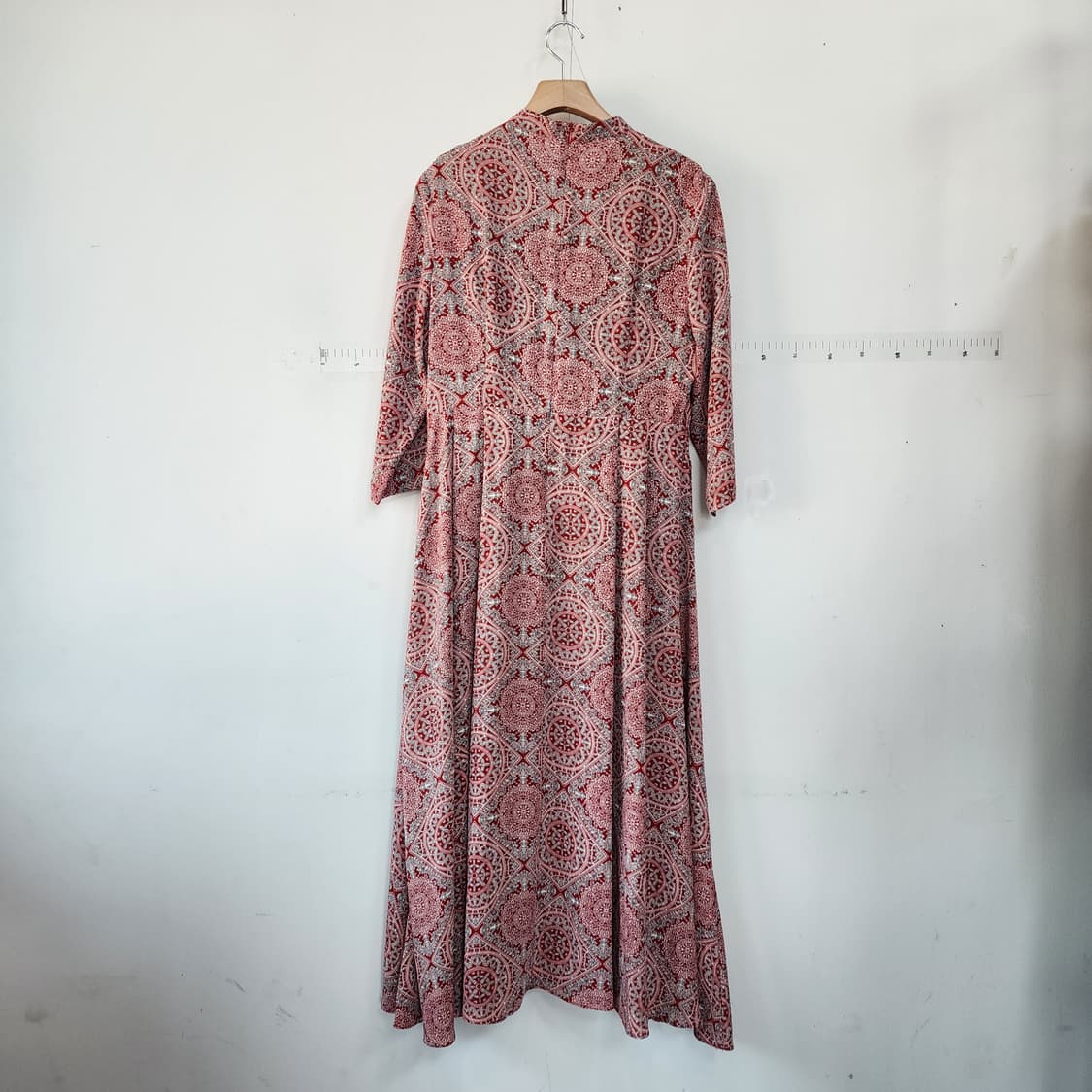 에트디자인 레드 패턴 롱 원피스 상품이미지5