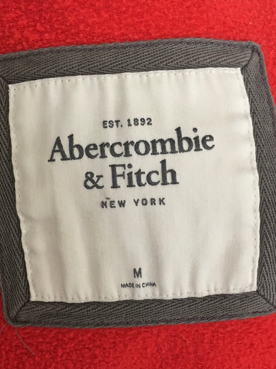 아베크롬비 빈티지 자수 로고 후드집업 레드 상품이미지3