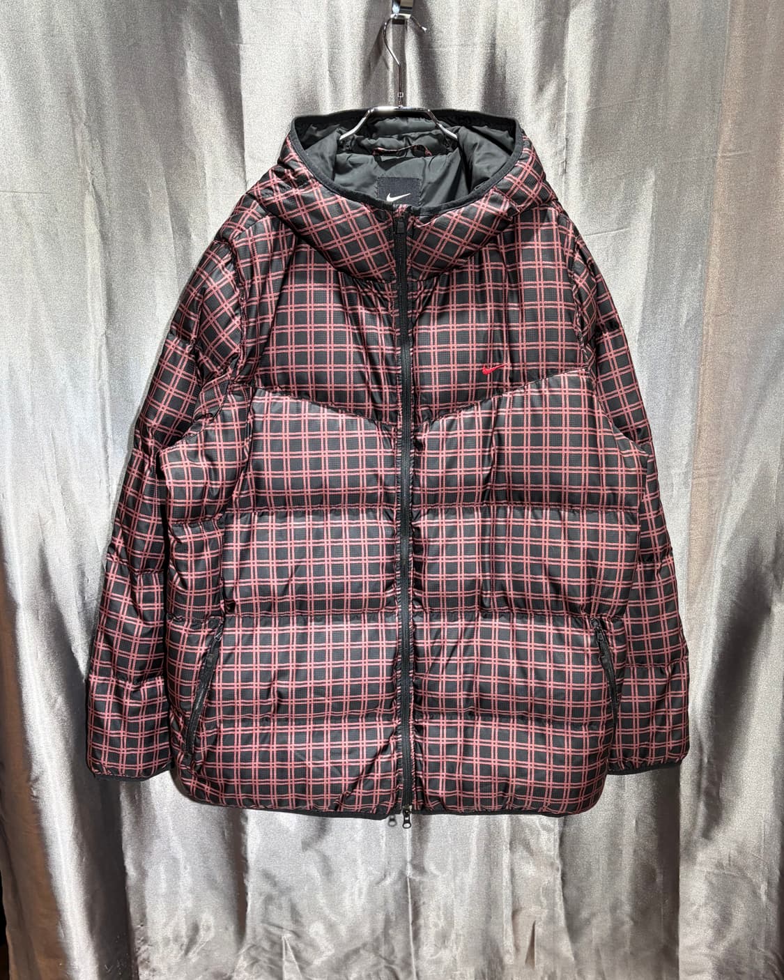 XXL 나이키 스우시 체크패턴 후드 패딩 상품이미지2