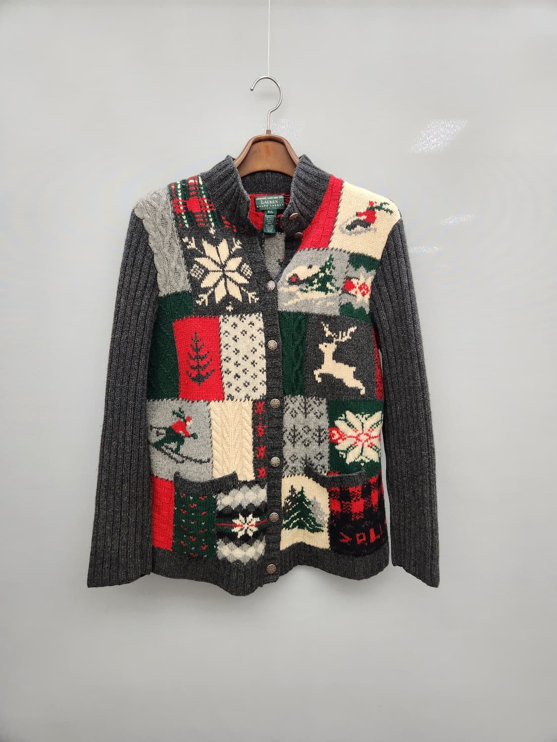 폴로 랄프로렌 패치워크 램스울 가디건 상품이미지1