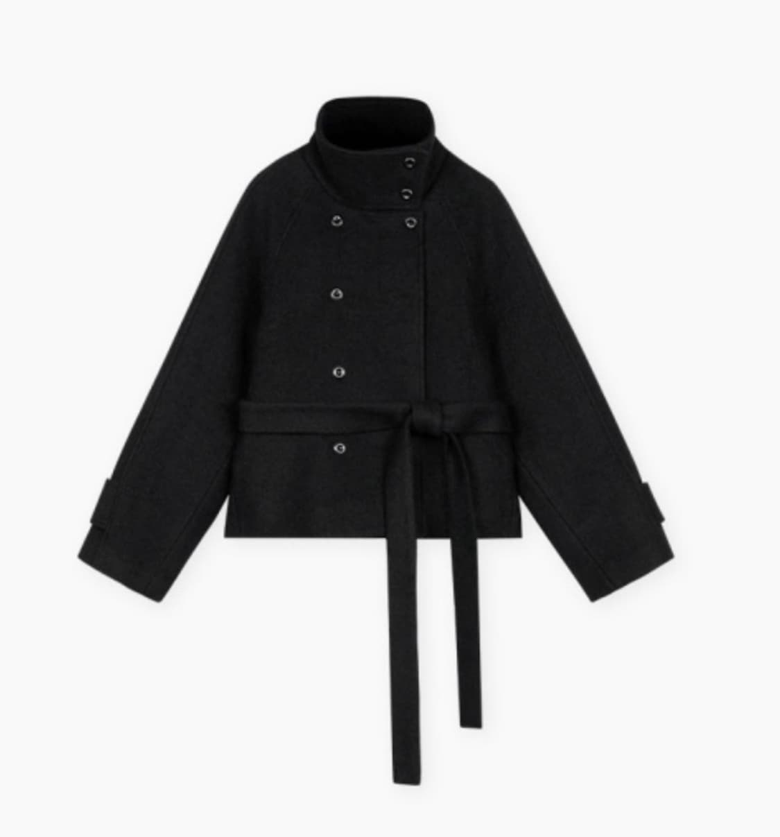 베이델리 허리끈 울 숏 코트 하이넥 상품이미지1