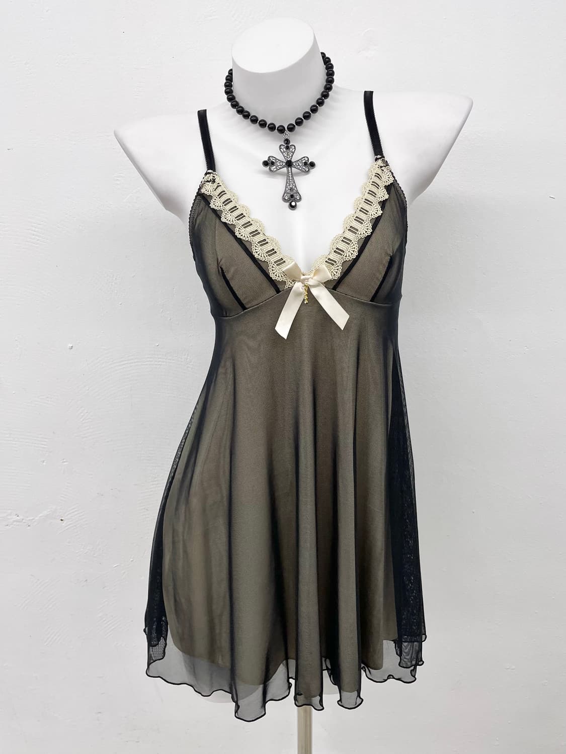 블랙 시어 레이스 슬립 상품이미지1