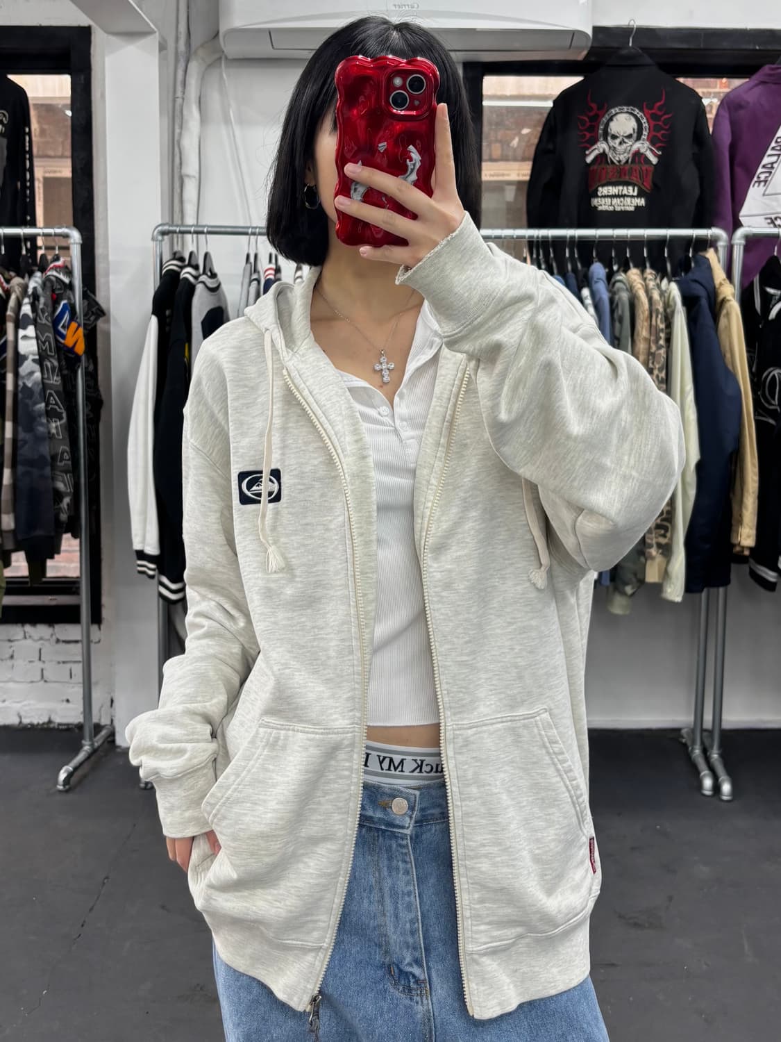 퀵실버 플리스 로고 후드집업 상품이미지2