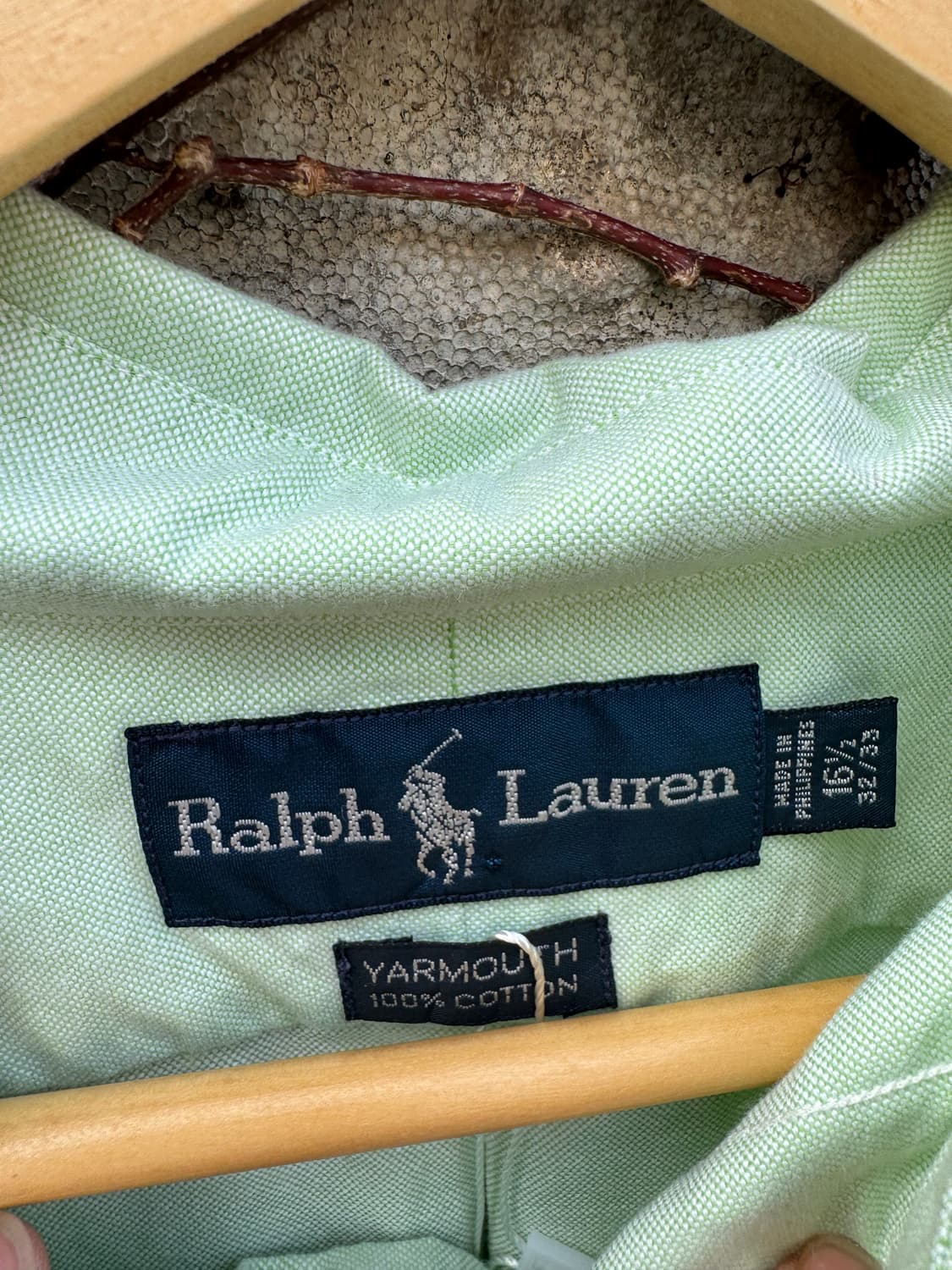 90s 폴로 랄프로렌 빈티지 연두색 옥스포드 셔츠 빅사이즈 상품이미지5